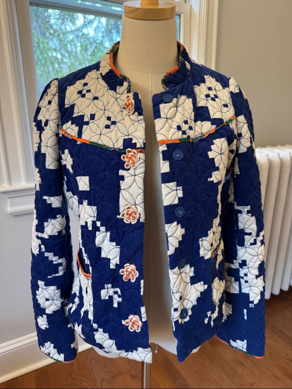 Anthropologie Quilted corduroy jacket with contrasting Trim